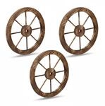 Relaxdays Wagenrad 3er Set Holz Braun Geflammt 40 cm x 2,5 cm