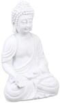 Relaxdays Buddhafigur Polyresin Wei&szlig; Sitzend Wetterfest Frostsicher Standfest 30 cm