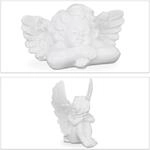 Relaxdays Grabengel 2er Set Polyresin Wei&szlig; Frostbest&auml;ndig UV-Best&auml;ndig 10 cm x 7,5