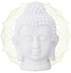 Relaxdays Buddha Kopf PVC Wei&szlig; Dekorativ 17 x 12 x 10 cm 150 g