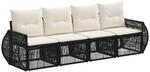 vidaXL Gartensofa-Set 4-Tlg Schwarz und Cremewei&szlig; Poly-Rattan 3435340