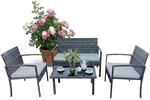 Relaxdays Gartenm&ouml;bel Set Polyrattan Grau 4-teilig 106 cm x 58 cm x 78 cm
