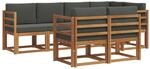 vidaXL Outdoor-Sofagarnitur mit Kissen 7-Tlg Natur und Anthrazit 3366520