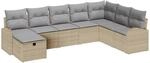 vidaXL Garten-Sofa-Set mit Kissen mit Speicher 8-Tlg Beige Poly Rattan 3360461