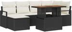 vidaXL Garten Essgruppe mit Kissen 7-Tlg Schwarz und Creme 3349732