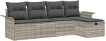 vidaXL Gartensofa-set mit Kissen 5-Tlg Hellgrau Poly-Rattan 3358861