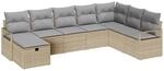 vidaXL Sofa Set mit Kissen 8-Tlg Beige und Hellgrau Poly-Rattan 3359229