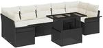 vidaXL Garten-Sofa-Set mit Kissen 8-Tlg Schwarz Poly Rattan 3348233