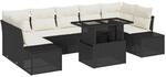 vidaXL Sofa Set mit Kissen 8-Tlg Schwarz und Creme Poly-Rattan 3349133