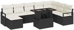 vidaXL Garten-Sofa-Set mit Kissen 9-Tlg Schwarz und Creme 3348873