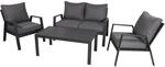 DELUKE Gartenloungeset CARMEN 4-tlg Polyester Grau Gartenm&ouml;bel Set Garten