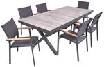 DELUKE Garten-Sitzgruppe JANA 7-tlg. Alu-Keramik Eiche-Optik Grau...