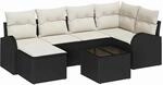 vidaXL Garten-Sofa-Set mit Kissen 7-Tlg Schwarz Poly Rattan 3346117