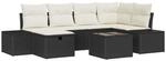 vidaXL 7-Teiliges Garten-Sofa-Set mit Kissen aus Schwarzem Poly Rattan 3359386