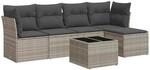 vidaXL 6-Tlg Garten-Sofagarnitur mit Kissen Hellgrau Poly Rattan 3325278