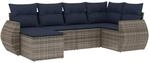 vidaXL 6-Tlg Gartensofa-Set mit Kissen Grau Polyrattan 3221660