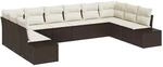 vidaXL Garten-Sofa-Set mit Kissen 10-Tlg Braun Poly Rattan 3347238