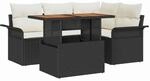 vidaXL Garten-Sofa-Set mit Kissen 5-Tlg Schwarz und Creme 3349326