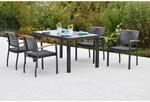 Merxx Tinos Set 9-tlg. 4 Stapelsessel 4 Auflagen Gartentisch 150(200)x90 cm