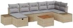 vidaXL Garten-Sofa-Set mit Kissen mit Speicher 8-Tlg Beige Poly Rattan 3360934