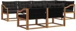 vidaXL Outdoor-Sofagarnitur mit Kissen 7-Tlg Natur und Schwarz 3369563