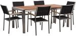 Beliani Gartentisch Set GROSSETO Graphitgrau 90x180x87