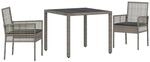 vidaXL Garten Essgruppe 3-Tlg Grau Poly Rattan 3334871