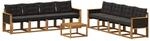 vidaXL Outdoor-Sofagarnitur mit Kissen 9 Stk Natur und Schwarz 3381848