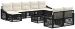 vidaXL Gartensofa-Set 10-Tlg Schwarz Poly-Rattan 3436135