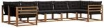 vidaXL Outdoor-Sofagarnitur mit Kissen 7-Tlg Natur und Schwarz 3369807