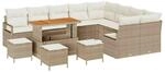 vidaXL Garten-Sofa-Set mit Kissen 13-Tlg Beige Poly Rattan 3362571