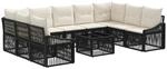 vidaXL Gartensofa-Set 10-Tlg Schwarz Poly-Rattan 3436111