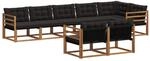 vidaXL Outdoor-Sofagarnitur mit Kissen 8-Tlg Natur und Schwarz 3369567