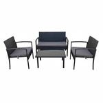 Relaxdays Gartenm&ouml;bel Set Polyrattan Schwarz 4-teilig 106 cm x 58 cm x 78 cm