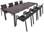 DELUKE Garten-Sitzgruppe HAUKE 9-tlg. Kunststoff Schwarz Gartenm&ouml;bel-Set