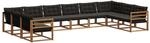 vidaXL Outdoor-Sofagarnitur mit Kissen 10-Tlg Natur und Schwarz 3369879