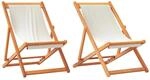 vidaXL Klappbare Strandst&uuml;hle 2 Stk Cremewei&szlig; Stoff 3214495