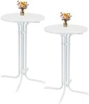 TRUTZHOLM 2x Stehtisch Klappbar Durchmesser 70 cm H&ouml;he 110 cm Stahl Wei&szlig;