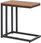 Beliani Gartentisch MESSINA Heller Holzfarbton Schwarz 60x35x59
