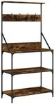 vidaXL B&auml;ckerregal mit Haken 4 B&ouml;den R&auml;uchereiche Holzwerkstoff 838960