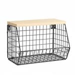Relaxdays Obstkorb Wandregal Eisen MDF Wandmontage 21 cm x 30 cm x 20 cm 1,2 kg