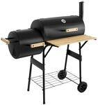 Tectake Holzkohlegrill 2 In 1 Zum Grillen und R&auml;uchern Mit 2 R&auml;dern 2 Separate