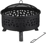 Relaxdays Feuerschale Stahl Schwarz Grillrost Funkenschutz 51 cm x 60 cm 6,8 kg