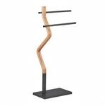 Relaxdays Handtuchst&auml;nder Stahl MDF Natur Grau Freistehend 85 cm x 43,5 cm x 20 cm