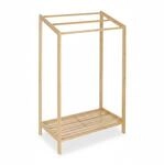 Relaxdays Handtuchst&auml;nder Bambus Natur Freistehend 3 Stangen mit Ablage 86 cm x 52,5