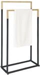 Relaxdays Handtuchst&auml;nder Metall Schwarz mit 2 Stangen 86 cm x 44 cm x 21 cm