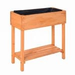Relaxdays Hochbeet Holz Orange mit Ablage 80 cm x 80 cm x 30 cm