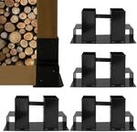 TRUTZHOLM Holzstapelhilfe 4er Set Halterung 34x10cm Lackierter Stahl Schwarz