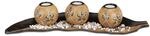 Relaxdays Teelichthalter Set Blatt MDF Hellbraun Dunkelbraun Inklusive Teelichter