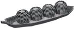 Relaxdays Kerzentablett Polyresin Grau Wei&szlig; Mit 4 Teelichthaltern 48,5 cm x 16,5 cm